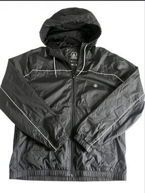 Volcom Hooded Windbreaker Jacket Men’s L Black Lightweight Water Resistant